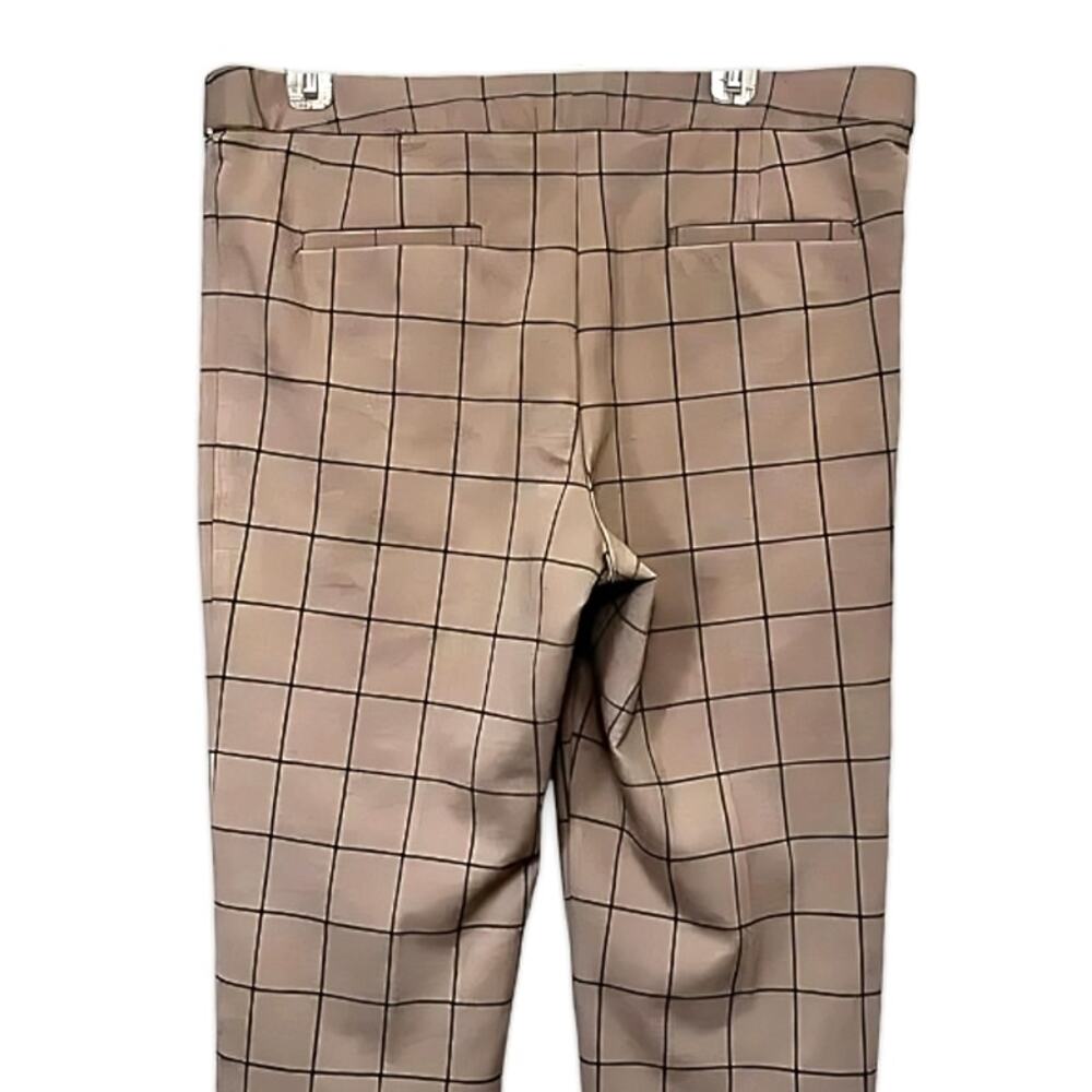 Amanda + Chelsea Crop Pants Windowpane Print Ankle-Length Cut Brown W US 14 NWOT - Picture 6 of 9